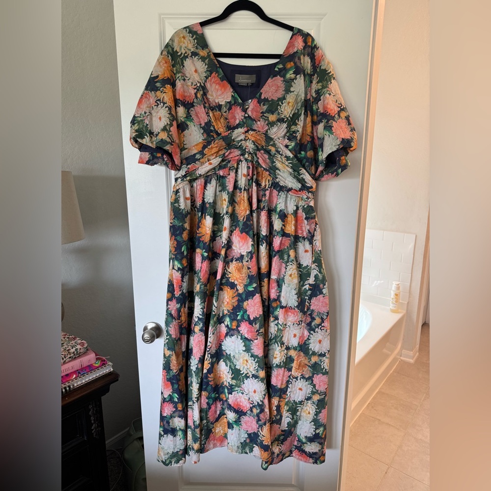 Anthropologie Floral Puff Sleeve Maxi Dress